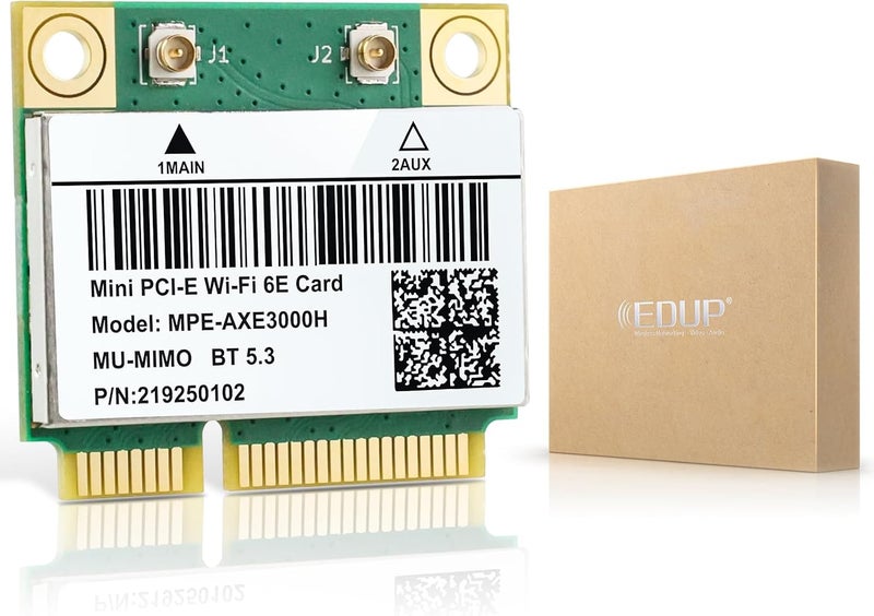 EDUP AX210HMW WiFi Card, Wi-Fi 6E Laptop Wireless Card Mini PCIE Interface, Tri-Band Wireless Module for Laptop, 802.11AX WiFi Adapter with Bluetooth 5.3, MU-MIMO, Supports Windows 11/10 (64bit)/Linux - Image 1